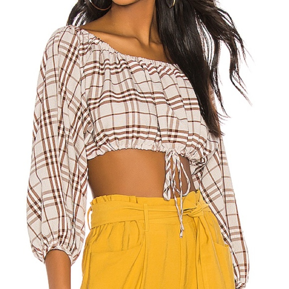L’Academie @ Revolve Jules Top Brown Plaid | Sz XS